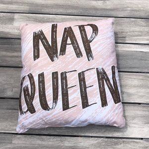 “Nap Queen” Pillow Light Pink/Brown/White